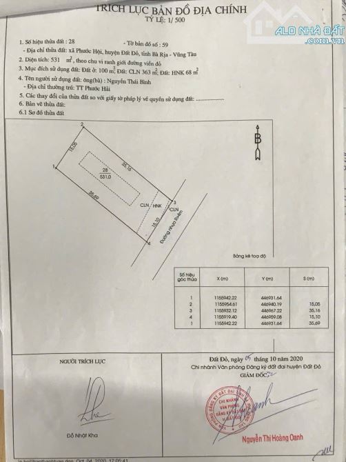 NGAY Tỉnh lộ 44B- Phước Hội - Đất Đỏ- BRVT; cách biển Phước Hải chỉ 5 phút 🌈🌈DT 531m2(15 - 4