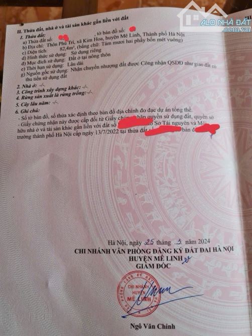 Bán đất Phù Trì- Kim Hoa-ngõ thông ô tô 82m=giá đàm phán - 1