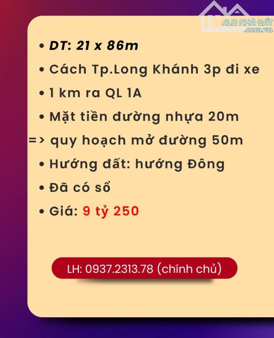 bán đất 21x86 mặt tiền đường hồ thị hương, tiếp giáp tp long khánh 300 mét - 3