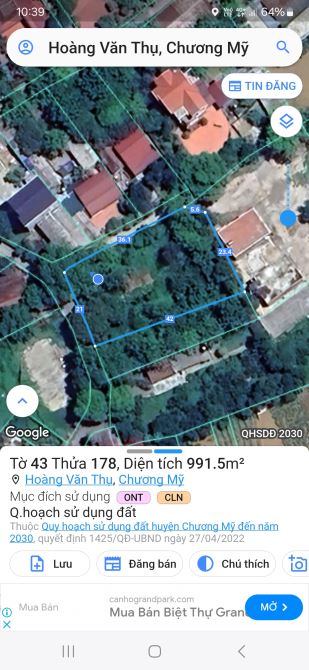 BÁN ĐẤT: DT 1000M 0TN 200 M  THÔN VĂN SƠN CHƯƠNG MỸ HA NỘI   - CÁCH HCM 100 M - ĐÂT 2 MẶT - 4