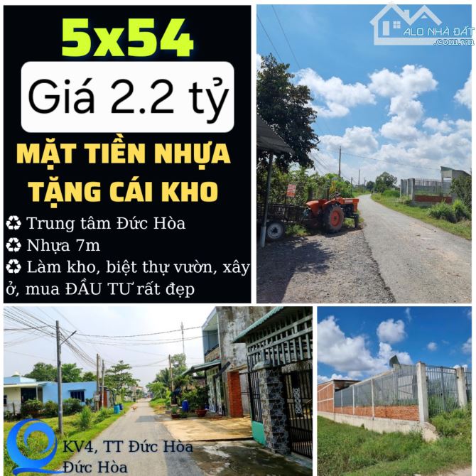 Bán đất mặt tiền nhựa tặng kho 5x54 giá 2.2 tỷ Thị Trấn Đức Hòa - 5