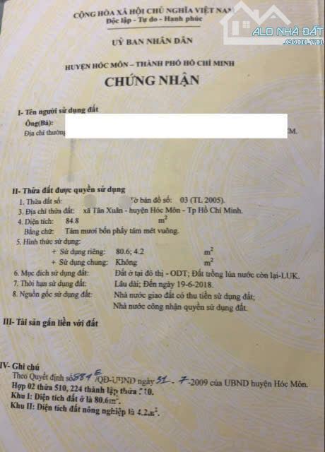 Đón Giáng Sinh Đón Nhà mới Bán Nhanh Căn nhà Tân Xuân Hóc Môn 85m2 SỔ HỒNG RIENG 950triệu - 1