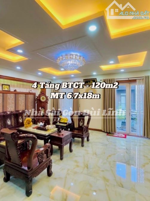 Biệt Thự Tân Phú, HXH 8M Sát Mặt Tiền Hoa Bằng 120m2, MT 6.7m, Tặng Nội Thất, Nhỉnh 14 Tỷ - 2