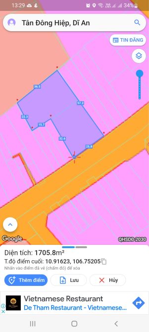 Bán Mặt Bằng dt 1748m² Có Kho Xưởng, đường Nguyễn Thị Minh Khai, Tân Đông Hiệp, TP Dĩ An, - 2