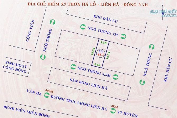 Bán lô đất siêu đẹp thôn Hà Lỗ - Liên Hà - Đông Anh