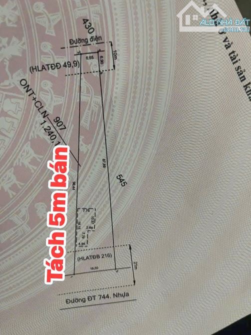 Bán gấp đất mặt tiền DT 744 có 100m tc giá cực rẻ chỉ 8xx - 2
