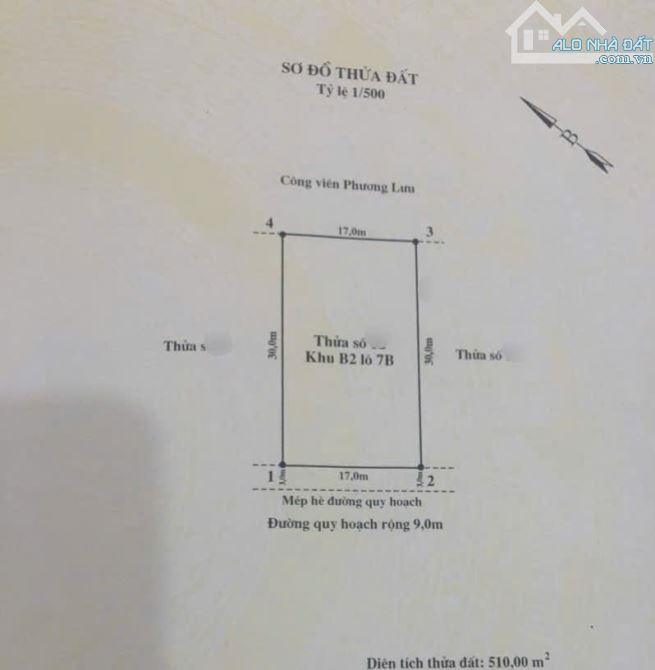 Bán đất tuyến 2 Lê Hồng Phong - 510m2 - mt 17m - Đông Bắc - đường 15m - vị trí đẹp