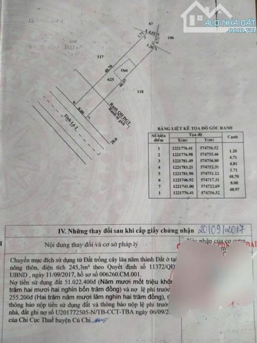 Bán Đất 399m2 ở Củ Chi, HCM.Mặt tiền đường Tỉnh lộ 2 giá 930 triệu. - 1