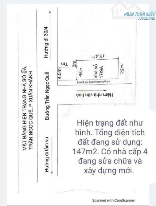 bán nhà 2 mặt tiền đường trần ngọc quế, cách đường 30/4 khoảng 50m, thông xuống bờ kè tâm