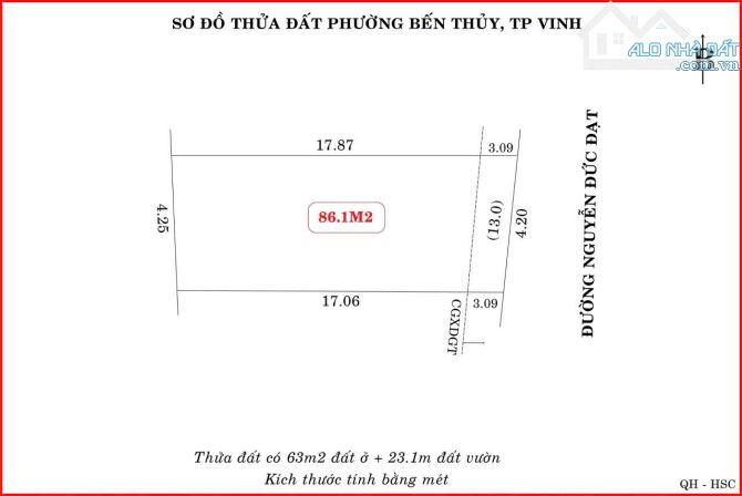 ☄️💥☄️Đất mặt đường Nguyễn Đức Đạt, phường Bến Thuỷ, TP Vinh 86,1m2 Đông đường 8m