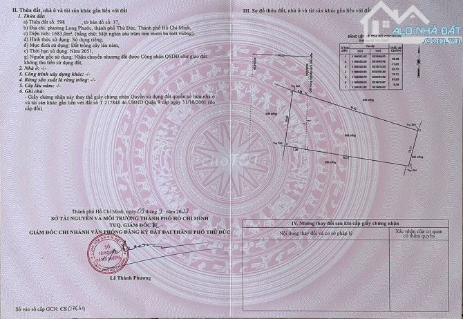 Bán đất biệt thự nhà vườn đường Cầu Đình P. long phước Quận 9 cũ (1683m2) 13 tr/m2