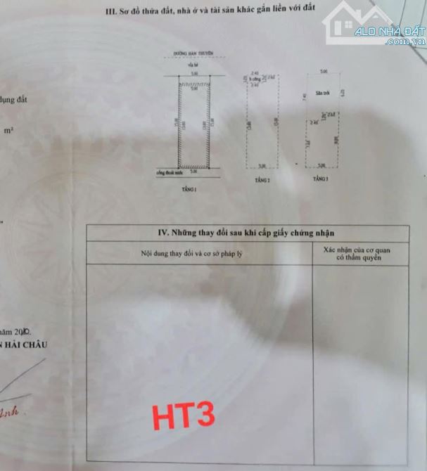 Bán nhà 3 tầng MT Đường Hàn Thuyên