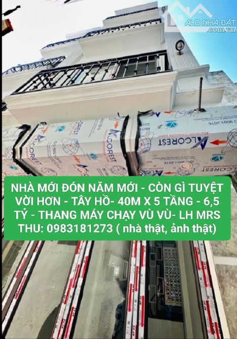 Âu  Cơ_ TÂY HỒ - NHÀ ĐẸP 5 TẦNG- THANG MÁY -40M, 5T, 6,5 TỶ.Ê