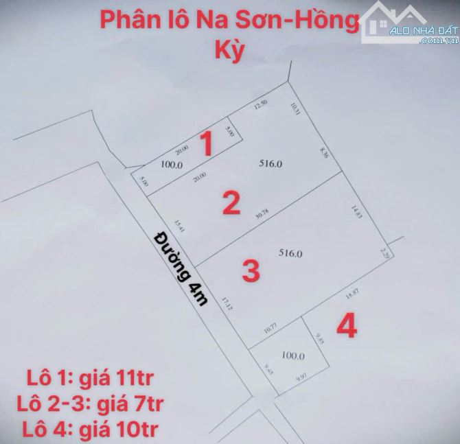 Cần tiền bán nhanh 516m2 Na Sơn - Hồng Kỳ - Sóc Sơn mặt tiền rộng giá chỉ 7tr/m2. - 1