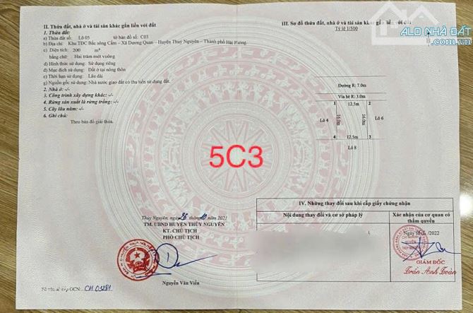 Bán đất khu C Bắc Sông Cấm Dương Quan 200m giá 9,1 tỷ