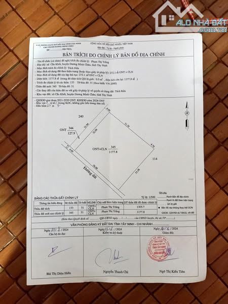 BÁN GẤP LÔ ĐẤT 1177M2- GIÁ CHỈ 50TR/M NGANG- CẦU KHỞI - DƯƠNG MINH CHÂU