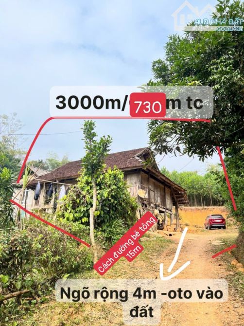 Chỉ 850 trđ,3000m tại Lạc Sơn,ô tô vào,cách trục liên xã 15m,tặng nhà sàn gỗ to và nhà xây - 2