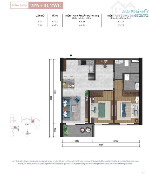 Bán căn Privia Khang Điền 2PN + 1 DT 68m2 giá full 3 tỷ 890, view hồ bơi hướng Nam rất mát - 12