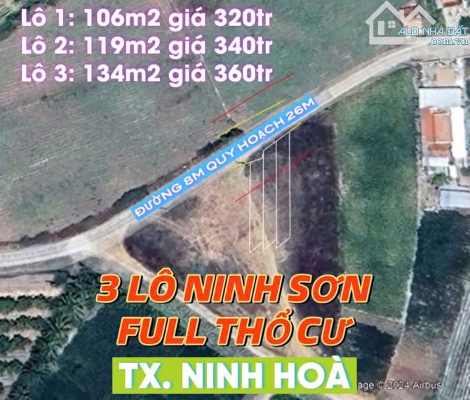 BÁN 3 LÔ XÃ NINH SƠN FULL THỔ CƯ MẶT TIỀN ĐƯỜNG 8M QUY HOẠCH 26M GẦN HỒ ĐÁ BÀN CỰC ĐẸP 🆘 - 1