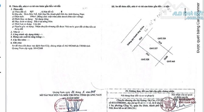 Bán lô đất mặt tiền Bến Trể-Hội An -Đà Nẵng