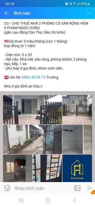 Nhà 2 phòng có sân rộng gần Lotte - 1