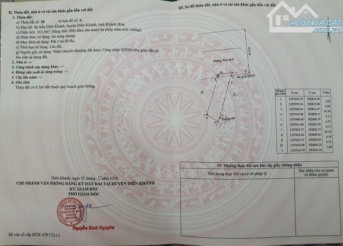 Bán đất mặt tiền Đồng Khởi thị trấn Diên Khánh full thổ cư sát bên ngã tư giao Hương Lộ 5 - 6