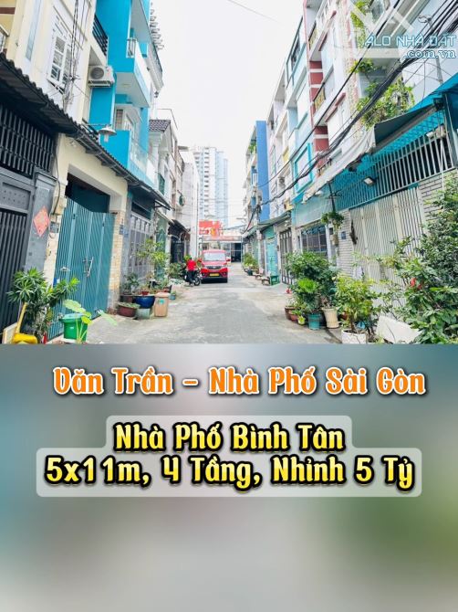 Bán nhà Bình Tân mới đẹp, 55m², 4 tầng, hẻm xe tải, gần Mã Lò, giá chỉ 5.8 tỷ!