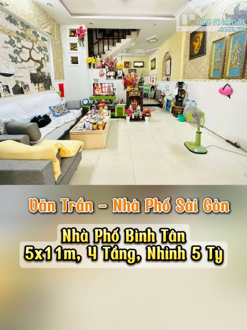 Bán nhà Bình Tân mới đẹp, 55m², 4 tầng, hẻm xe tải, gần Mã Lò, giá chỉ 5.8 tỷ! - 1