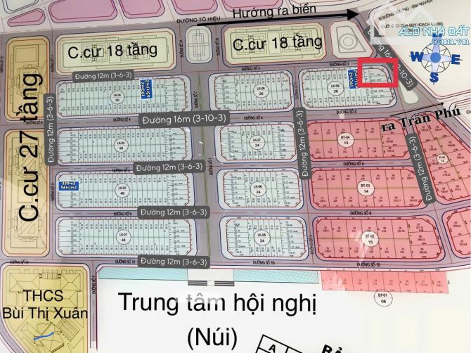 Bán đất sổ hồng KĐT Mipeco Nha Trang, DT 134m2, Đông Bắc, cách biển 500m, giá 73tr/m - 2