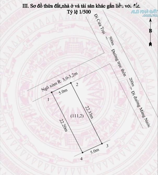 Bán đất Thuỷ Đường, Thuỷ Nguyên, Dt 111m2, ngang 5m, Hướng Tây Bắc, Oto đỗ cửa, Giá 2,55tỷ