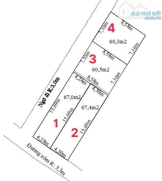 Bán Lô Góc Mặt Đường Thôn, Cao Nhân, Thuỷ Nguyên, Dt 57m2, MT 4,28m, Giá 880tr