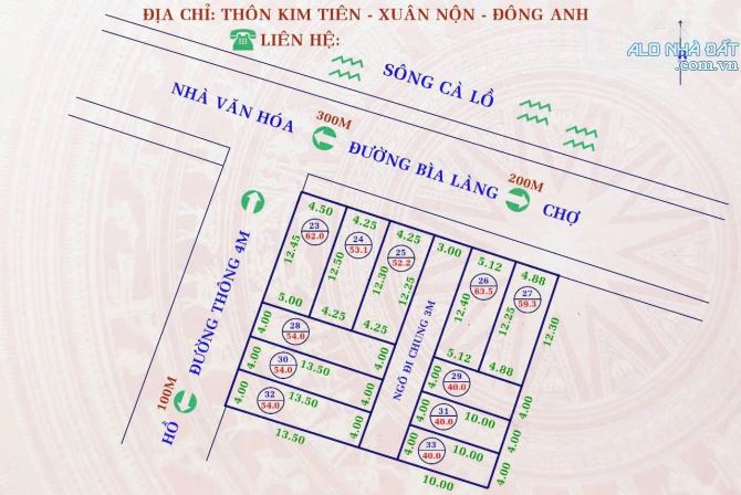 💥 40.5m2 thôn Kim Tiên - Xuân Nộn - Đông Anh - Hà Nội