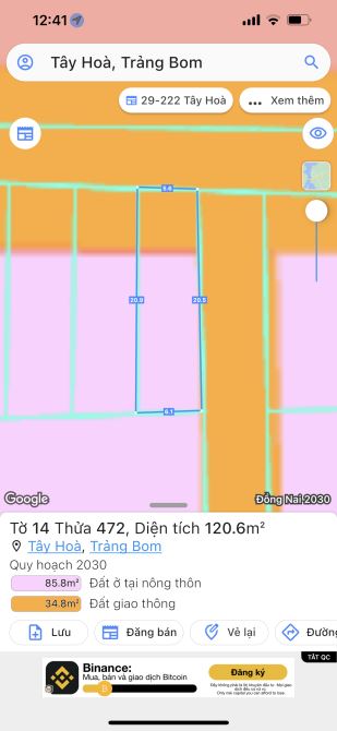 1nền 2 mặt tiền đường nhựa xã Tây Hoà 5,5m ngang