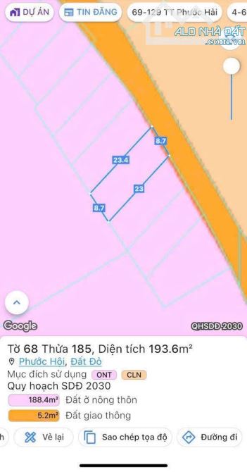 PHƯỚC HỘI - ĐẤT ĐỎ SÁT BIỂN LỘC AN ✅GIÁ : 1TỶ550 - 1