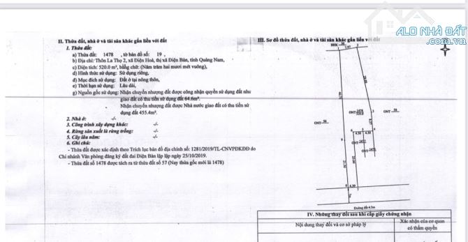 Cần bán 520m2 đất xã điện hoà. Đối diện trường Nguyễn Bá ngọc - 5