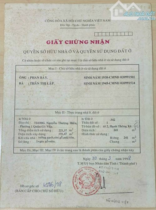 Bán 265m Đất HXH  Nguyễn Thượng Hiền  Phường 1 Gò Vấp Giá Chỉ 69tr - 2