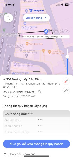 Bán Nhà Mặt Tiền 718 Luỹ Bán Bích. Gần Nút giao với Âu Cơ. Tân Phú ( 12x33 hậu 16 = 417m)