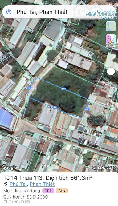 Bán 1600m2 đất hẻm ô tô cách đường chính Nguyễn Hội 100m phường Phú Tài Phan Thiết 19.5 tỷ - 2
