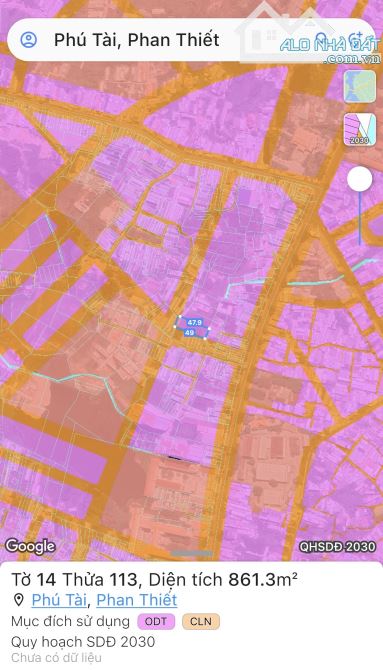 Bán 1600m2 đất hẻm ô tô cách đường chính Nguyễn Hội 100m phường Phú Tài Phan Thiết 19.5 tỷ - 3