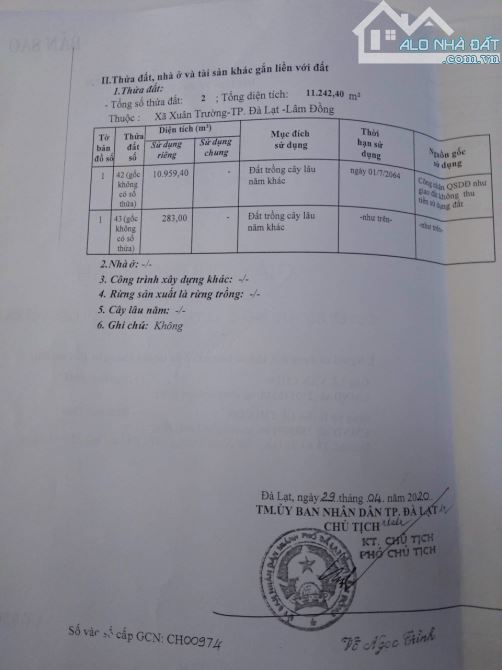 1,1 ha đất nn mặt tiền Ql20 tại Xuân Trường- Đà Lạt. Giá chỉ 18 tỷ Tl - 2