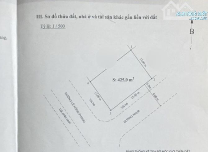 Bán lô đất diện tích 425 M mặt đường Lê Hồng Phong Hải Phòng