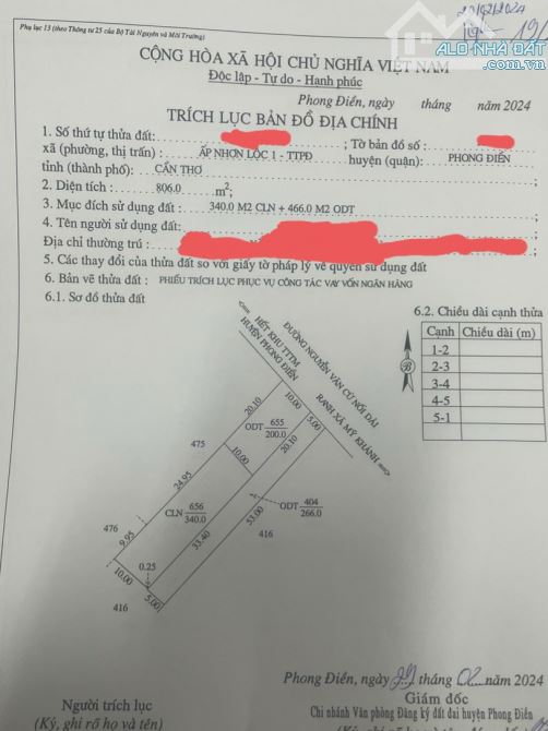 Mặt tiền Nguyễn Văn Cừ (đoạn đối diện trung tâm văn hóa  Phong Điền, DT: 17m  x 286m