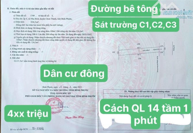 Đất sát Quốc Lộ 14, Gần trường cấp 1 cấp 2 câp 3, trạm y tế - GIÁ NGỢP - 7