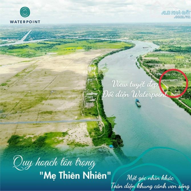 Bán 3.089m2 thổ cư, đối diện KĐT Waterpoint Bến Lức/xe tải, view sông vàm cỏ. Giá chỉ 5tr/ - 1