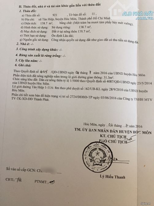 BÁN NHANH LÔ ĐẤT 138M2 ĐƯỜNG DƯƠNG CÔNG KHI, XÃ TÂN HIỆP, HÓC MÔN GIÁ 1,1TỶ - 4