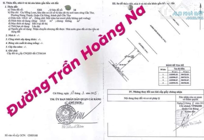 BÁN GẤP NỀN ĐẸP (5X24) MT Đ.TRẦN HOÀNG NA KDC HỒNG LOAN CT - 7.7 TỶ - 3