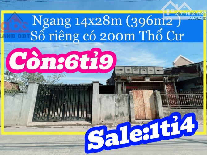 Bán lô đất + kho xưởng ngang 14m(400m)Tặng Nhà xưởng Mặt tiền buôn bán chợ Lộ Đức. P.Tâ. - 1