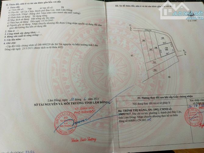 CHÍNH CHỦ BÁN NHANH NHÀ VÀ ĐẤT 556M TP BẢO LỘC GIÁ CHỈ 950triệu - 1