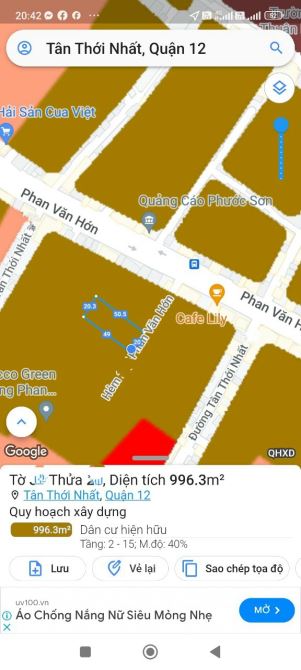 ĐẤT LỚN 1000m2 PHAN VĂN HỚN TÂN THỚI NHẤT QUẬN 12 GIÁ RẺ 54 TỶ - 1