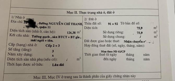 Bán nhà góc 2 MT Nguyễn Chí Thanh Q.11 - 5x17m - 3 tầng  - HĐT 100tr - giá 27 tỷ.